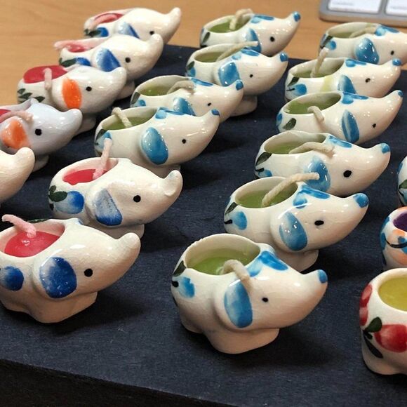 NWOT: Mini Ceramic Elephant Candle Set - Picture 10 of 14